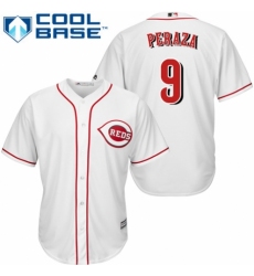 Youth Majestic Cincinnati Reds #9 Jose Peraza Authentic White Home Cool Base MLB Jersey