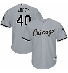 Youth Majestic Chicago White Sox #40 Reynaldo Lopez Replica Grey Road Cool Base MLB Jersey