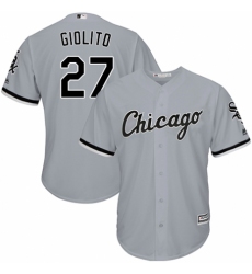 Men's Majestic Chicago White Sox #27 Lucas Giolito Replica Grey Road Cool Base MLB Jersey