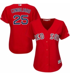Women's Majestic Boston Red Sox #25 Tony Conigliaro Replica Red Alternate Home MLB Jersey