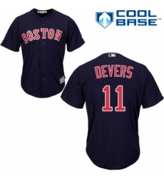 Men's Majestic Boston Red Sox #11 Rafael Devers Replica Navy Blue Alternate Road Cool Base MLB Jersey