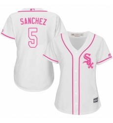 Women's Majestic Chicago White Sox #5 Yolmer Sanchez Authentic White Fashion Cool Base MLB Jersey