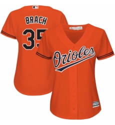 Women's Majestic Baltimore Orioles #35 Brad Brach Authentic Orange Alternate Cool Base MLB Jersey