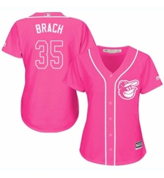Women's Majestic Baltimore Orioles #35 Brad Brach Authentic Pink Fashion Cool Base MLB Jersey