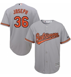 Youth Majestic Baltimore Orioles #36 Caleb Joseph Authentic Grey Road Cool Base MLB Jersey
