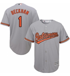 Youth Majestic Baltimore Orioles #1 Tim Beckham Replica Grey Road Cool Base MLB Jersey