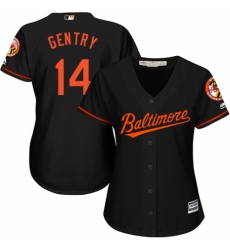 Women's Majestic Baltimore Orioles #14 Craig Gentry Replica Black Alternate Cool Base MLB Jersey