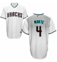 Men's Majestic Arizona Diamondbacks #4 Ketel Marte Authentic White/Capri Cool Base MLB Jersey