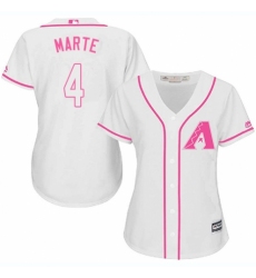 Women's Majestic Arizona Diamondbacks #4 Ketel Marte Replica White Fashion MLB Jersey