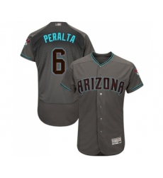 Men's Arizona Diamondbacks #6 David Peralta Gray  Teal Alternate Authentic Collection Flex Base Baseball Jersey