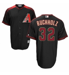 Men's Majestic Arizona Diamondbacks #32 Clay Buchholz Replica Black/Brick Alternate Home Cool Base MLB Jersey