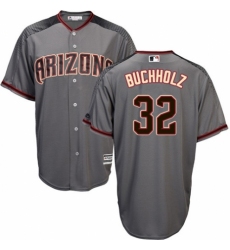 Men's Majestic Arizona Diamondbacks #32 Clay Buchholz Replica Grey Road Cool Base MLB Jersey