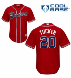 Men's Majestic Atlanta Braves #20 Preston Tucker Replica Red Alternate Cool Base MLB Jersey