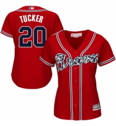 Women's Majestic Atlanta Braves #20 Preston Tucker Authentic Red Alternate Cool Base MLB Jersey