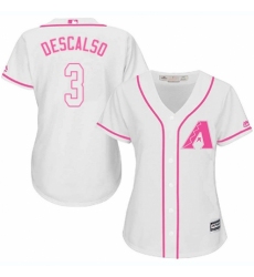 Women's Majestic Arizona Diamondbacks #3 Daniel Descalso Replica White Fashion MLB Jersey