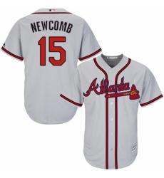 Men's Majestic Atlanta Braves #15 Sean Newcomb Replica Grey Road Cool Base MLB Jersey