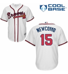 Men's Majestic Atlanta Braves #15 Sean Newcomb Replica White Home Cool Base MLB Jersey