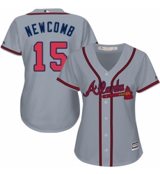 Women's Majestic Atlanta Braves #15 Sean Newcomb Authentic Grey Road Cool Base MLB Jersey