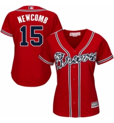 Women's Majestic Atlanta Braves #15 Sean Newcomb Authentic Red Alternate Cool Base MLB Jersey