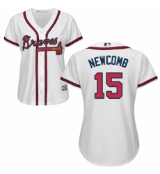 Women's Majestic Atlanta Braves #15 Sean Newcomb Authentic White Home Cool Base MLB Jersey