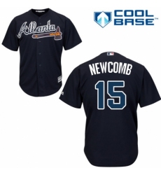 Youth Majestic Atlanta Braves #15 Sean Newcomb Authentic Blue Alternate Road Cool Base MLB Jersey