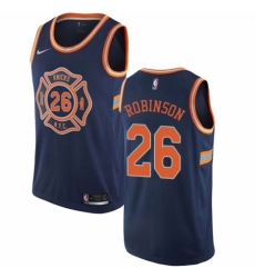 Men's Nike New York Knicks #26 Mitchell Robinson Authentic Navy Blue NBA Jersey - City Edition
