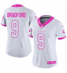 Women's Nike Arizona Cardinals #9 Sam Bradford Limited White/Pink Rush Fashion NFL Jersey