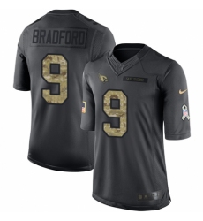 Youth Nike Arizona Cardinals #9 Sam Bradford Limited Black 2016 Salute to Service NFL Jersey