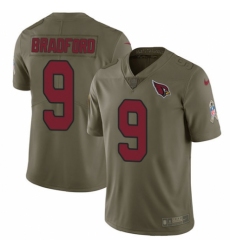 Youth Nike Arizona Cardinals #9 Sam Bradford Limited Olive 2017 Salute to Service NFL Jersey