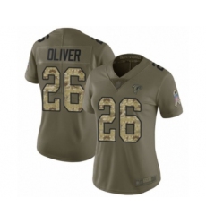 Women's Atlanta Falcons #26 Isaiah Oliver Limited Olive Camo 2017 Salute to Service Football Jersey