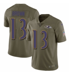Youth Nike Baltimore Ravens #13 John Brown Limited Olive 2017 Salute to Service NFL Jersey