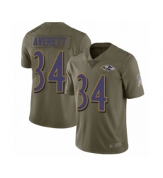Youth Baltimore Ravens #34 Anthony Averett Limited Olive 2017 Salute to Service Football Jersey