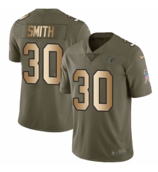 Men's Nike Atlanta Falcons #30 Ito Smith Limited Olive/Gold 2017 Salute to Service NFL Jersey