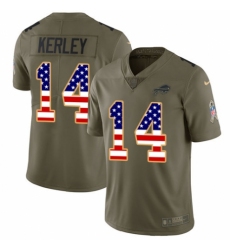 Men's Nike Buffalo Bills #14 Jeremy Kerley Limited Olive/USA Flag 2017 Salute to Service NFL Jersey