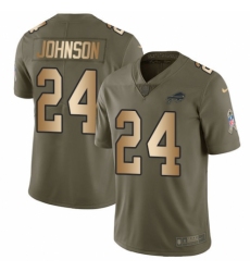Men's Nike Buffalo Bills #24 Taron Johnson Limited Olive/Gold 2017 Salute to Service NFL Jersey