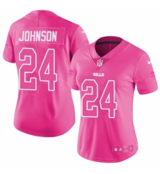 Women's Nike Buffalo Bills #24 Taron Johnson Limited Pink Rush Fashion NFL Jersey