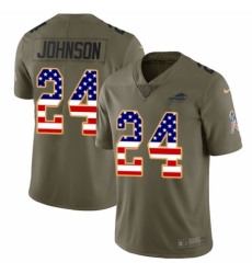 Youth Nike Buffalo Bills #24 Taron Johnson Limited Olive/USA Flag 2017 Salute to Service NFL Jersey