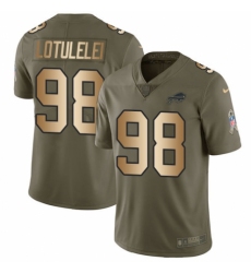 Youth Nike Buffalo Bills #98 Star Lotulelei Limited Olive/Gold 2017 Salute to Service NFL Jersey