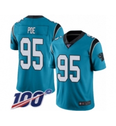 Men's Carolina Panthers #95 Dontari Poe Limited Blue Rush Vapor Untouchable 100th Season Football Jersey