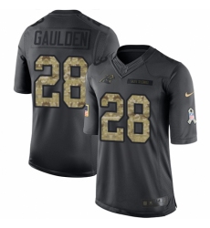 Men's Nike Carolina Panthers #28 Rashaan Gaulden Limited Black 2016 Salute to Service NFL Jersey