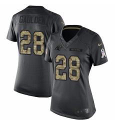Women's Nike Carolina Panthers #28 Rashaan Gaulden Limited Black 2016 Salute to Service NFL Jersey