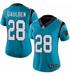 Women's Nike Carolina Panthers #28 Rashaan Gaulden Limited Blue Rush Vapor Untouchable NFL Jersey