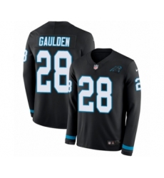 Youth Nike Carolina Panthers #28 Rashaan Gaulden Limited Black Therma Long Sleeve NFL Jersey