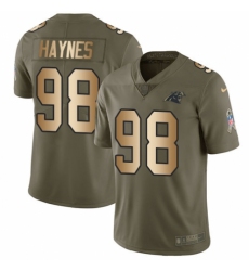 Men's Nike Carolina Panthers #98 Marquis Haynes Limited Olive/Gold 2017 Salute to Service NFL Jersey