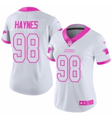 Women's Nike Carolina Panthers #98 Marquis Haynes Limited White/Pink Rush Fashion NFL Jersey