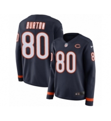 Women's Nike Chicago Bears #80 Trey Burton Limited Navy Blue Therma Long Sleeve NFL Jersey