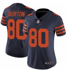 Women's Nike Chicago Bears #80 Trey Burton Navy Blue Alternate Vapor Untouchable Limited Player NFL Jersey