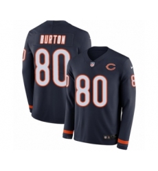 Youth Nike Chicago Bears #80 Trey Burton Limited Navy Blue Therma Long Sleeve NFL Jersey
