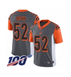 Men's Cincinnati Bengals #52 Preston Brown Limited Silver Inverted Legend 100th Season Football Jersey