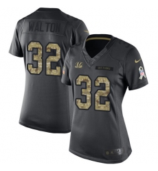 Women's Nike Cincinnati Bengals #32 Mark Walton Limited Black 2016 Salute to Service NFL Jersey